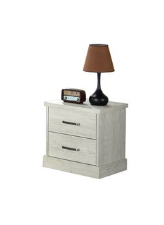 Buy Zirco 2 Drawer Night Stand Multifunctional Bedside Table Space Saving Nightstand Side Table Modern Design Furniture For Bedroom L 46x39x51.4 Cm White Oak in UAE