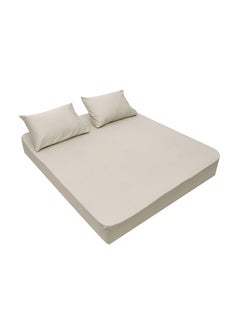 اشتري MEHALLA Fitted Sheet Set - Square Sateen  - Single Light Grey في مصر