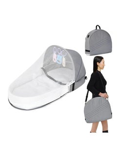 Buy Portable Baby Nest, Foldable Baby Crib with Toy and Mosquito Net, Baby Travel Cot for Outdoor and Home (Grey) in Saudi Arabia