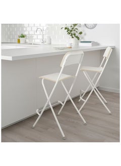 اشتري Bar Stool with Backrest Foldable White 63cm في الامارات