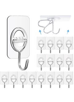 Buy Adhesive Hooks Heavy Duty 18PCs Wall Hooks for Hanging Cabinet Hangers without Nails 11lbs Stainless Steel Screw Free Sticker for Wall Mount Shelf Waterproof Rustproof for Bathroom Kitchen in Saudi Arabia
