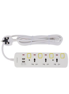 اشتري Olsenmark 3 Way Universal Power Extension Socket With 2 USB 2.1A, 3M Cable 13A في الامارات