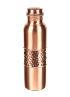 Buy Artisanal Elegance: 1 Liter Premium Copper Bottle with Exquisite Hammered Design Strip Adorning the Middle in UAE