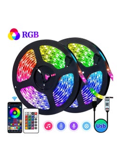 Buy Pack of 2  LED Strip Lights 5M, 5050 RGB Led Light Strip, Multicolor Mood Light with 150 LEDs, IP65 Waterproof, DIY LED Strips Lights with Remote Control, LED Strip for Room Ceiling Indoors/Outdoors in UAE