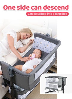 Buy Movable Baby Bed Height Adjustable Bed Splicing Baby Cradle Foldable and Movable Multifunctional Baby Bed Soft Mattress with Swivel Wheels Mosquito Net in Saudi Arabia