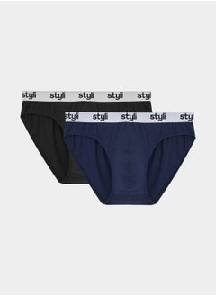 Buy Pack of 2 - Logo Print Waistband Briefs in Saudi Arabia