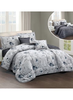 Buy Hours comforter set with soft silky fabric two sides floral print 4 pieces single size in Saudi Arabia