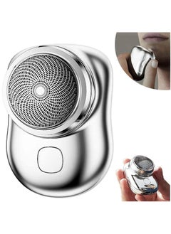 اشتري Mini Shaver, Portable Electric Shaver, Pocket Size Electric Razor, Wet and Dry Mens Shaver Head is Washable, USB Rechargeable Shaver One Button Use Suitable for Home, Car Travel (Silver) في السعودية