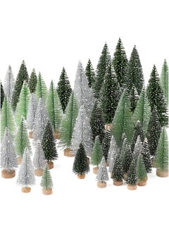 Buy SAPU 30Pcs Mini Christmas Trees Artificial Tree Bottle Brush Christmas Trees with 5 Sizes, Sisal Snow Christmas Trees with Wooden Base for Decor Christmas Party Home Table Craft Decorations in UAE