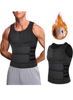 Buy Slimming Body Shaper Vest Sauna Suit Neoprene Waist Trainer Workout Trimmer Belt for Men L in Saudi Arabia