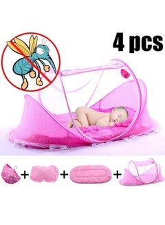 Buy 4-Piece Set Foldable Baby Mosquito Net With 1 Pack Of 1 Cotton Sleeping Pillow And 1 Head Pillow in Egypt