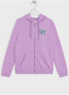 Buy Girls Printed Full Zip Hoodie in Saudi Arabia