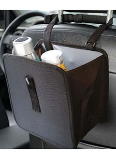 اشتري Foldable Hanging Car Trash Bag Can Premium Waterproof Garbage Bag Organizer Universal Storage Bin Basket Best for Interior Car Accessories Black في السعودية