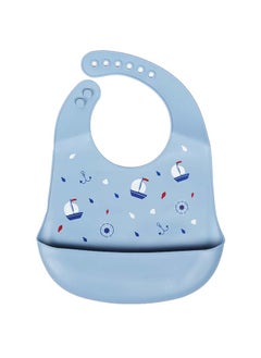 Buy Waterproof Silicone Baby Bib with Food Catcher - Nautical Design, Blue in UAE