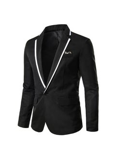 اشتري 2023 Slim Fit Fashion Solid Color Mens Suit Black في السعودية