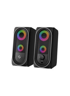 Buy Stereo Gaming Speakers 10W, RGB Light Effect Speaker, Lighting Touch Sensor, USB & 3.5MM Universal Plug, Volume Control Knob, Non-Magnetic Material Computer Speaker - Black in UAE