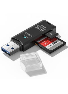 اشتري قارئ بطاقات SD USB 3.0 للكمبيوتر، محول بطاقة مايكرو اس دي الى USB، قارئ بطاقات للكاميرا، قارئ بطاقة ذاكرة للكاميرا، قارئ بطاقات للابتوب (حزمة واحدة USB3.0 أسود) في السعودية