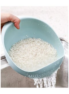 Buy Plastic rice strainer Fruit Vegetables Wash Rice Bowl Drainer Kitchen Basket Multi functional Rice Beans Peas Wash Strainer in UAE