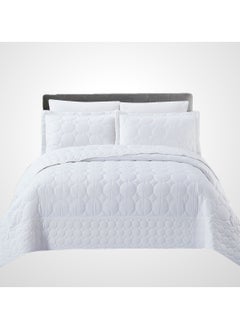 Buy 6-Piece Quilted Compressed Comforter Set For All Seasons Microfiber White King Size in Saudi Arabia