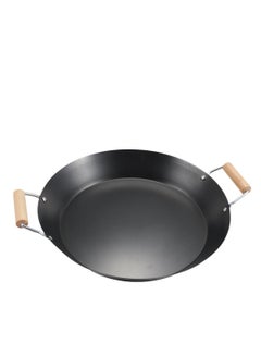Buy High Quality Paella Pan with Wooden Handle Black and Beige 38cm in Saudi Arabia