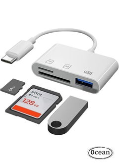 Buy ​​USB-C SD/TF MicroSD + USB 3.0 Card Reader, T Tersely 3-in-1 Type C Memory Card Adapter for iPhone 15 Pro Max, iPad Pro/Air/Mini, Mac, MacBook Pro/Air, and More USB-C/Type C Devices, White in Saudi Arabia