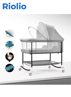 Buy Portable European-Style Folding Bedside Crib for Newborns - Multifunctional Baby Bassinet, Cradle, and Sleeping Basket with Mobile. in Saudi Arabia