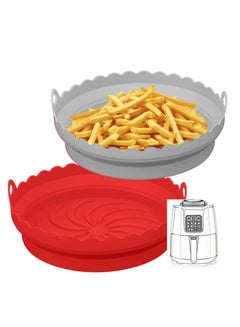 اشتري Air Fryer Silicone Pot, Air Fryer Liners Round Baking Pan for Microwave Oven Roaster Reusable Airfryer Accessories Silicone Cake Pan DIY Pizza Nonstick Bakeware Kitchen Baking Supplies(2-Pack) في السعودية