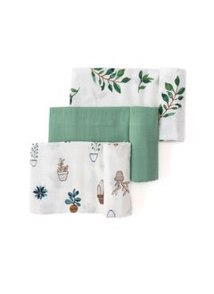 Buy Anvi Baby  Set of 3 Organic Bamboo Swaddle Green Planet in UAE