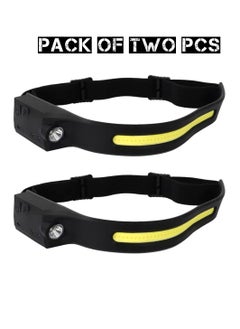 Buy Pack Of 2 Pcs Rechargeable Headlamp COB LED Rechargeable Headlamp Lightweight Design Safety Light Waterproof Induction Head Flashlight For Running Camping Riding in UAE