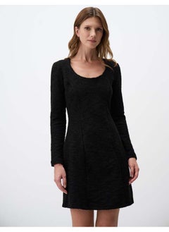 Buy U Neck Long Sleeve Knitted Mini Dress in Egypt