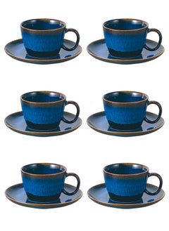 Buy 12-piece porcelain cup with saucer set 125ML Multicolor in Saudi Arabia