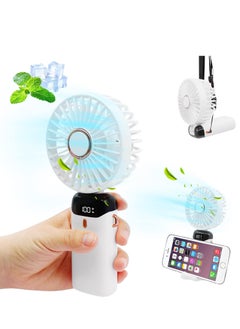 Buy Handheld Portable Fan Quiet Small Window Fan 5000mAh USB Rechargeable Personal Fan Battery Operated Small Fan with 5 Speeds for Home Travel Commute Makeup Office White in UAE