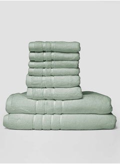 اشتري 8 Pieces Set by La'Marvel, Mint 600 GSM 100% Cotton Plux Towels في السعودية