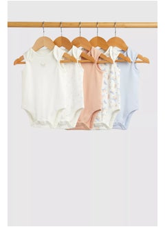 Buy Butterfly Sleeveless Bodysuits - 5 Pack in UAE