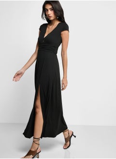 Buy Plunge Neck Dress With Slit in UAE