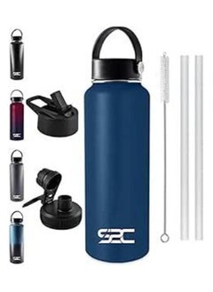 Buy S2C 1200ML Insulated Water Bottle with 3 Lids, Double Wall, Leak Proof, Stainless Steel Water Bottle With Straw Water Bottle For Gym, Water Bottle Thermos Flask for Hot Water Bottle (BLUE) in UAE