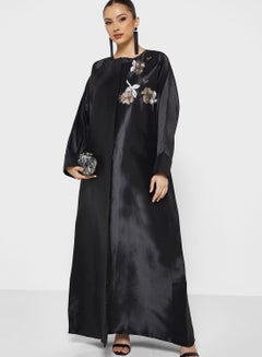 Buy Embroidered Round Neck Abaya in UAE