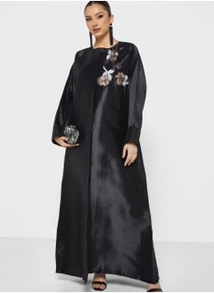 Buy Embroidered Round Neck Abaya in UAE