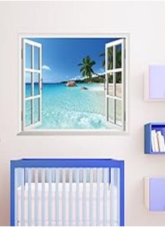 اشتري 3D False Window Hawaii Style Living Room Bedroom TV Background Wall Stickers في مصر