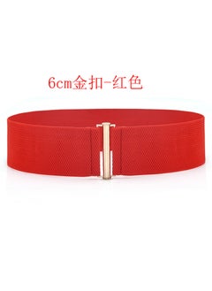 Buy Elastic Fashion Waist Belt for Dresses Coats Suits6cm gold buckle/Red 6cm gold buckle/Red in UAE