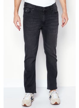 Buy Men Straight Fit Low Waist Stretchable Denim, Washed Grey in Saudi Arabia