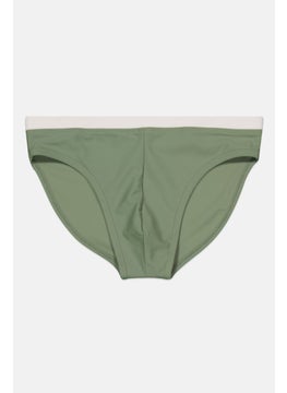 اشتري Men Solid Pull-On Swim Brief, Dark Green/White في الامارات