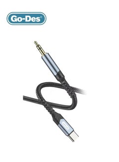 Buy Go-Des Type C Male to 3.5 Male Audio Aux Cable GAC-262 - Black in Saudi Arabia