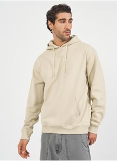 Buy Relaxed Fit Fleece Hoodie with Kangaroo Pocket in Saudi Arabia