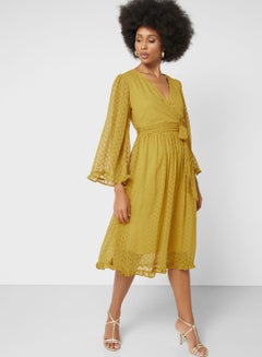 Buy Textured Wrap Dress in UAE