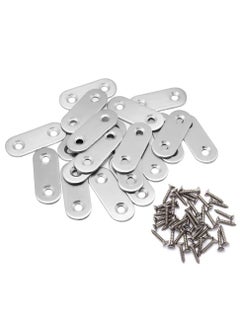 Buy Flat Straight Brace Brackets with Screws, 10pcs Stainless Steel Mending Repair Plate for Shelf Supports Fixing Wood Furniture Chair Table Cabinet Bed (57x16mm) in UAE