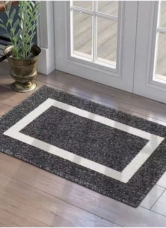 اشتري 1-Piece Modern Geometric Non-Slip Doormat Outdoor Floor Mat Polypropylene Fibre Black/White 80 x 50 Centimeter في الامارات