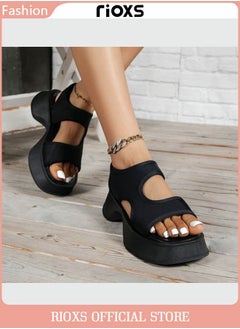 Buy Women's Comfortable Round Toe Sandals Summer Open Toe Platform Casual Slip-on Slide Shoes in Saudi Arabia