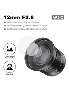 اشتري 7 Artisans 12mm F2.8 Mark Ⅱ Ultra Wide Angle APS-C Manual Focus Prime Lens Compatible for Canon EOS-M Mount Mirrorless Cameras M1 M2 M3 في الامارات