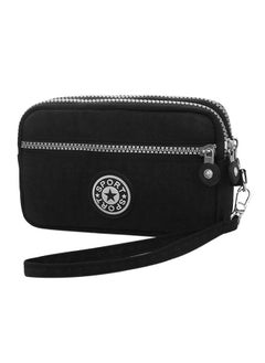 Buy Zipper Closure Solid Design Wallet Black in UAE